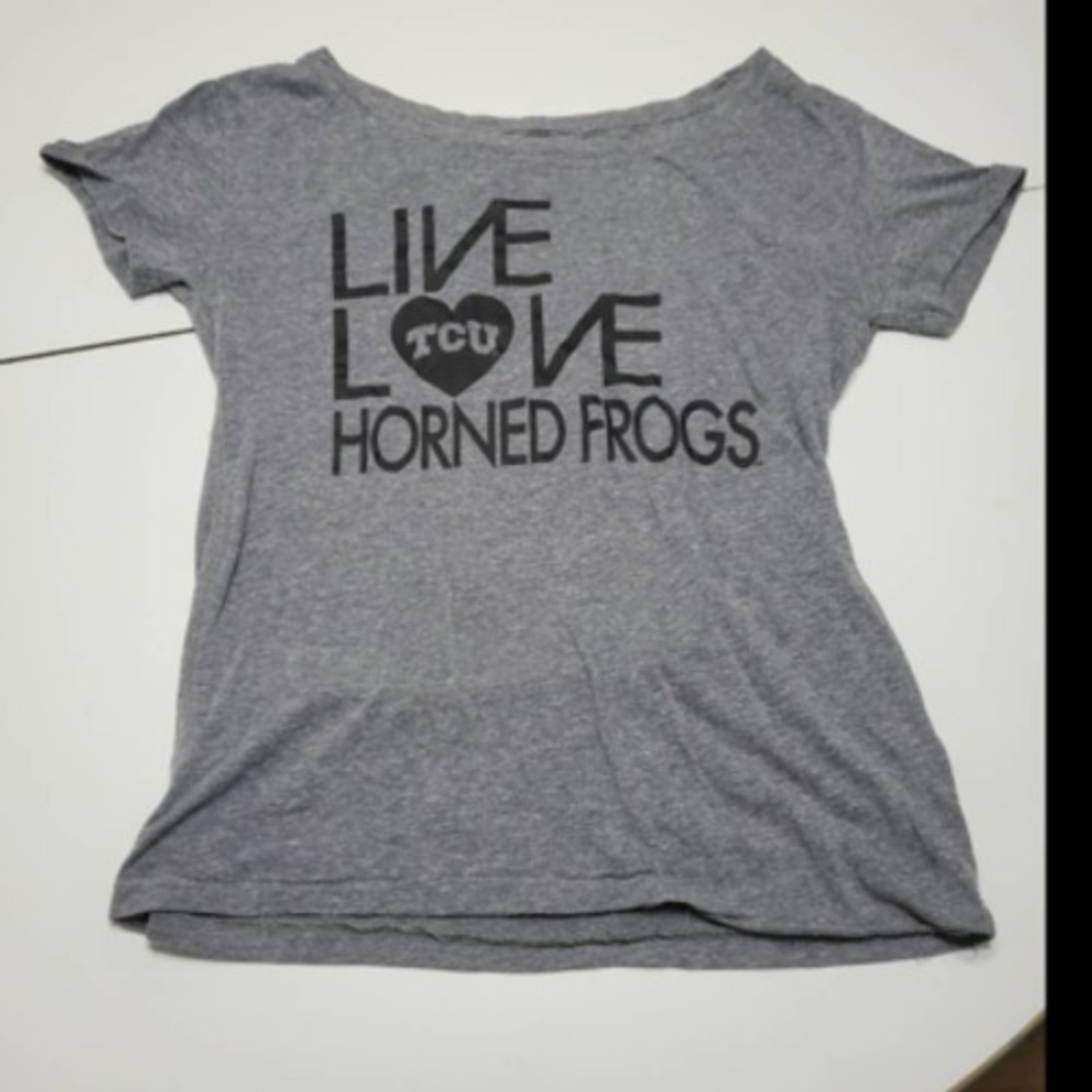 Knights Apparel Womens Graphic T-Shirt Gray Live Love Horned Frogs TCU NCAA M